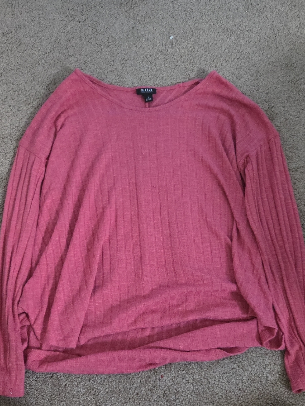 A.na Rose Ribbed Long-Sleeve Pullover